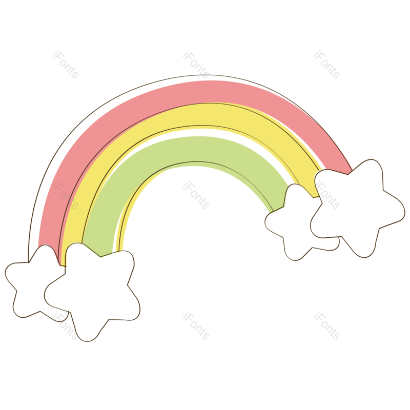 手绘插画图片,彩虹元素,卡通风PNG,矢量元素免抠素材